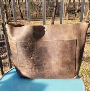 Handleless Medium Avery Go Forth Goods Leather Tote Bag Bison Leather